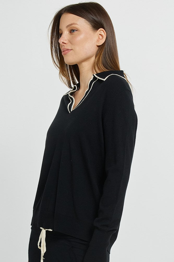 Betty Basics Makenna Polo Sweater (Black)