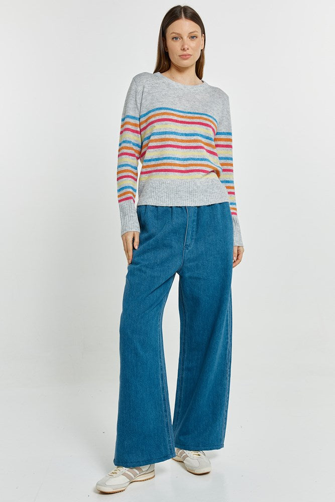 Betty Basics Elinda Sweater (Rainbow Stripe)
