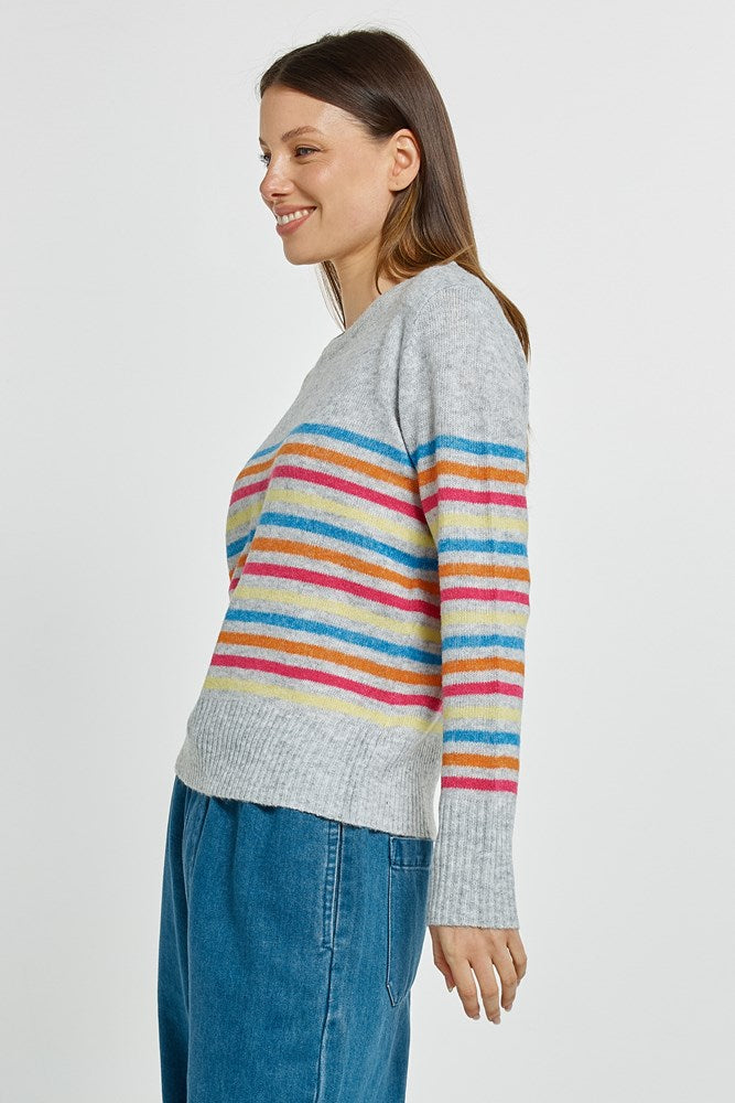 Betty Basics Elinda Sweater (Rainbow Stripe)
