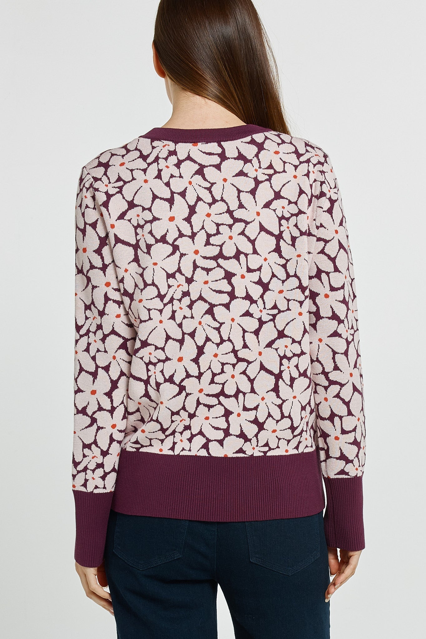 Betty Basics Maisie Sweater (Wine Petal Jacquard)