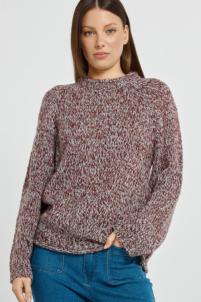 Image of a model wearing Outerwear. Product name - Gracie Sweater Multi in Multi colour by brand - Betty Basics