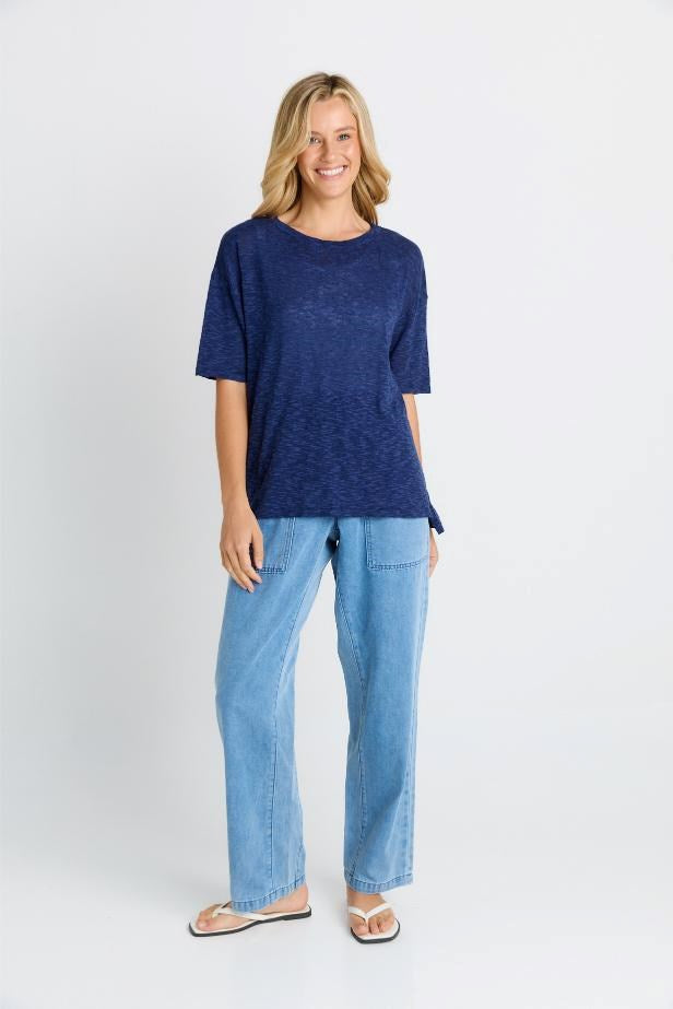 Betty Basics Eleni Knit Tee (Navy)