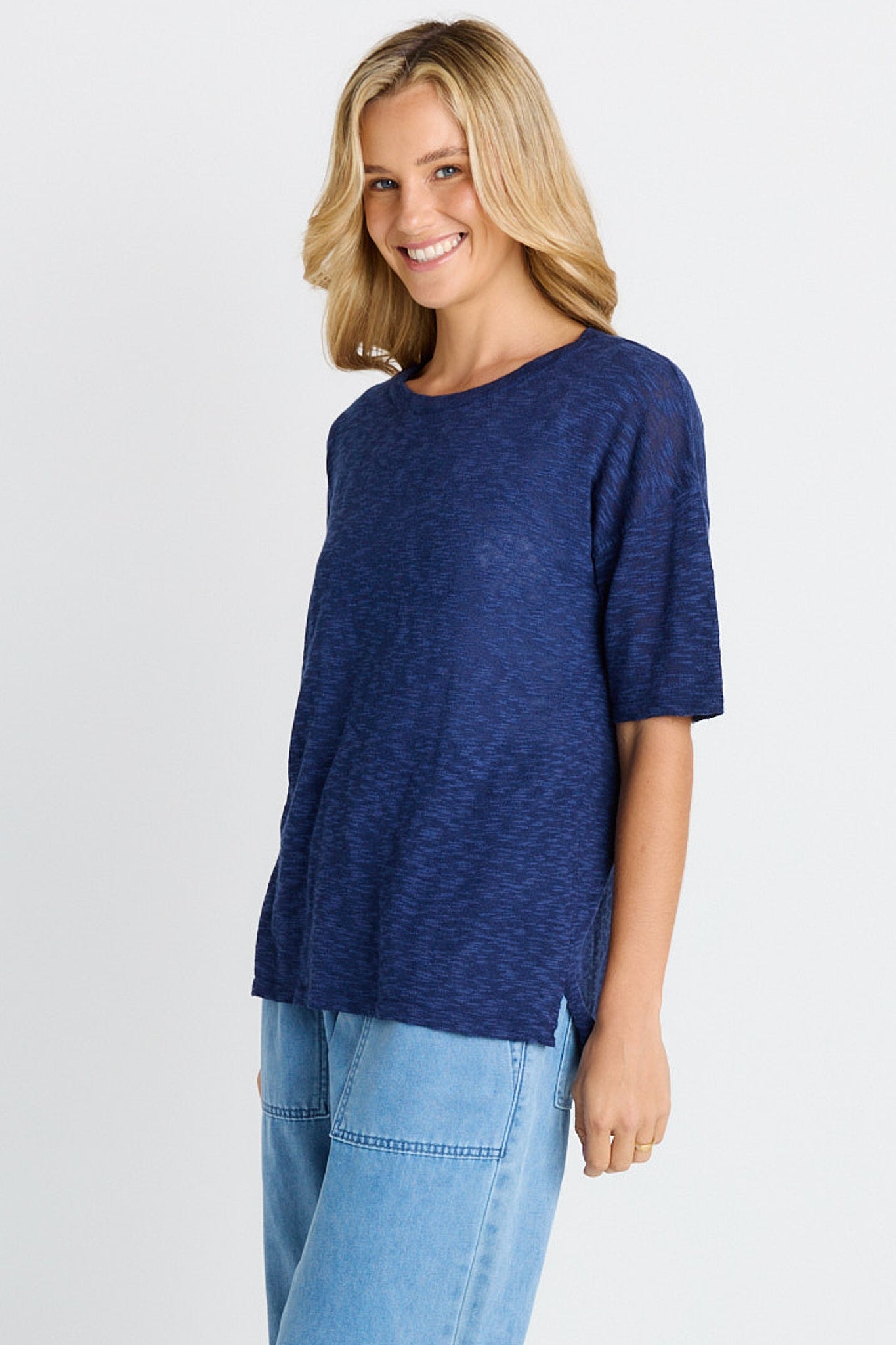 Betty Basics Eleni Knit Tee (Navy)