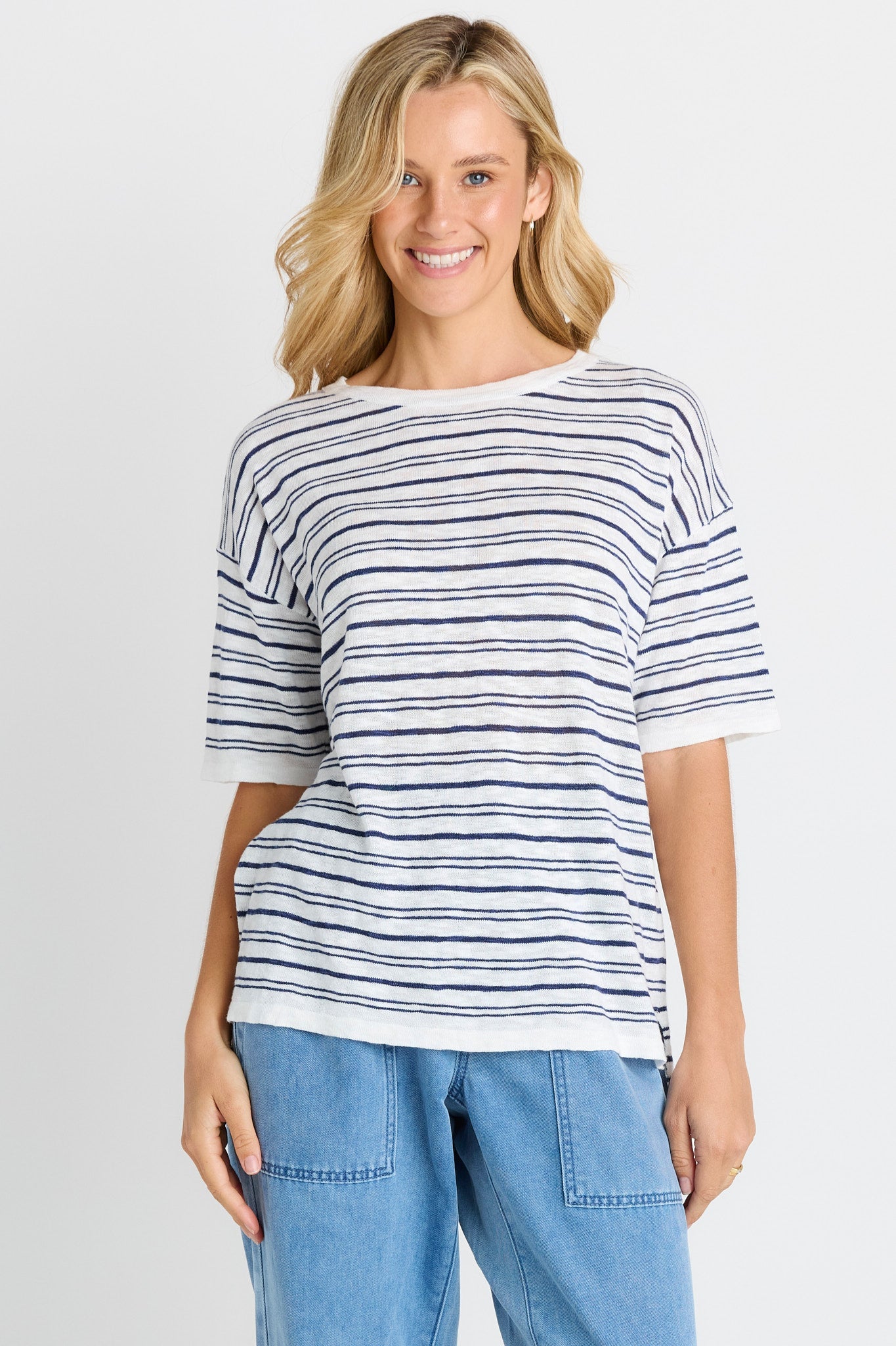 Betty Basics Eleni Knit Tee (Navy/White Stripe)