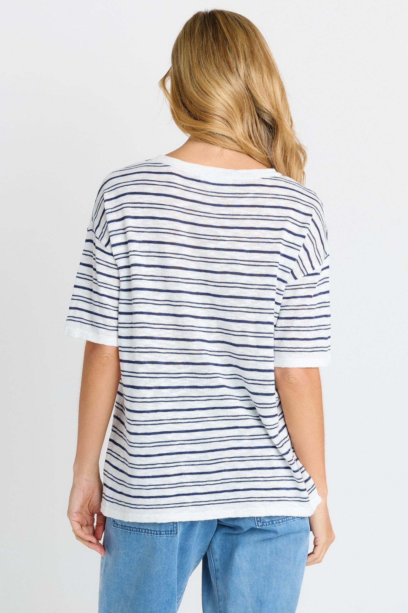 Betty Basics Eleni Knit Tee (Navy/White Stripe)