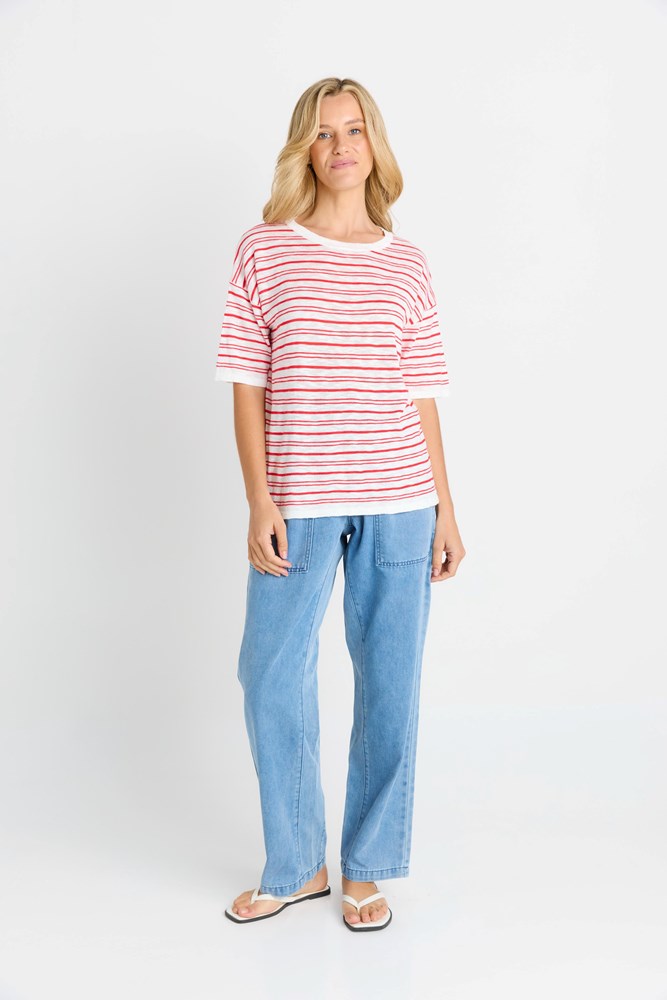 Betty Basics Eleni Knit Tee (Red/White Stripe)