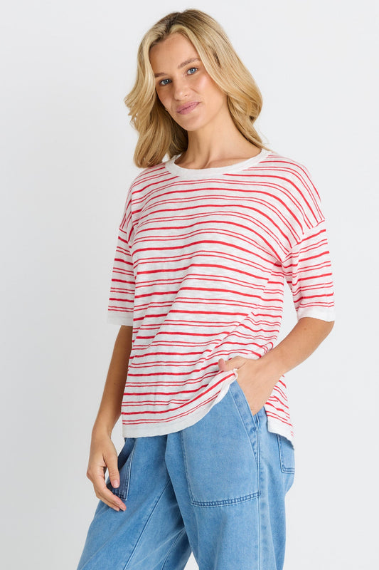 Betty Basics Eleni Knit Tee (Red/White Stripe)