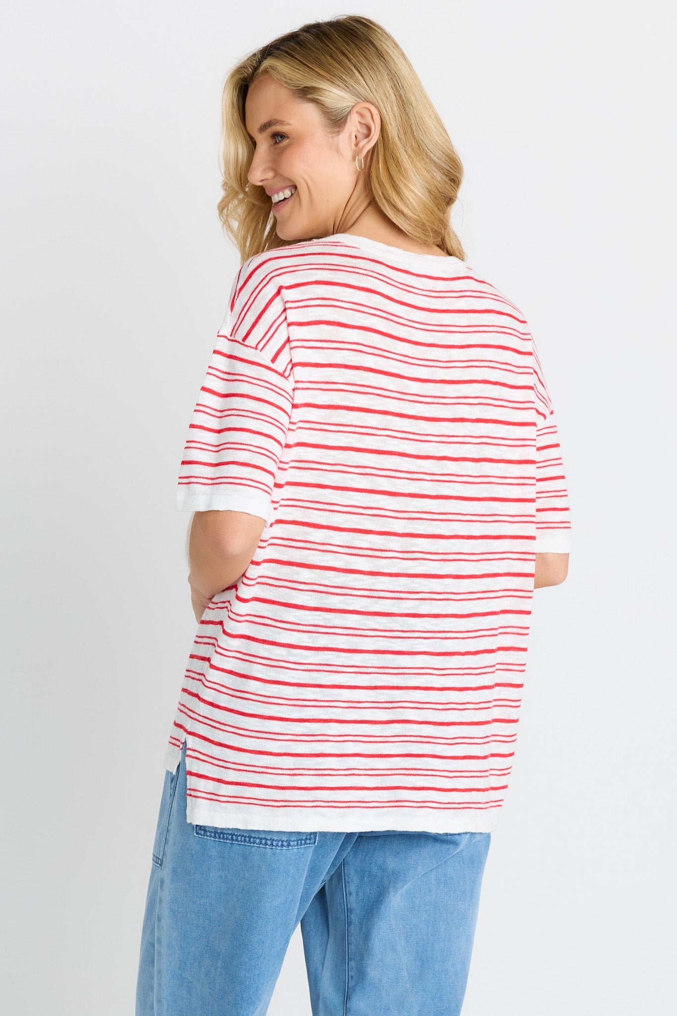 Betty Basics Eleni Knit Tee (Red/White Stripe)