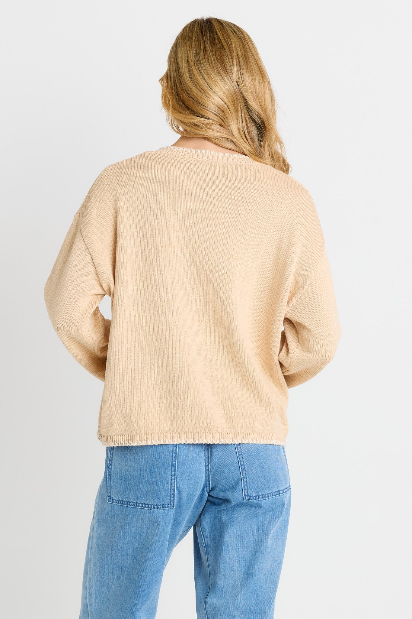 Betty Basics Ascot Stitch Sweater (Cream)