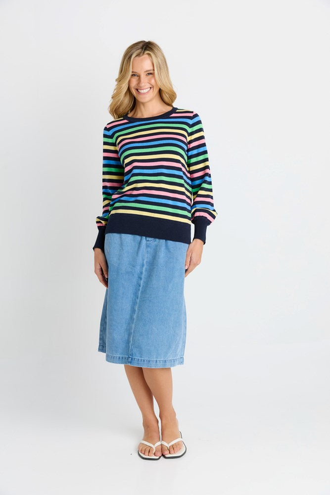 Betty Basics Indie Knit Sweater (Rainbow Stripe)