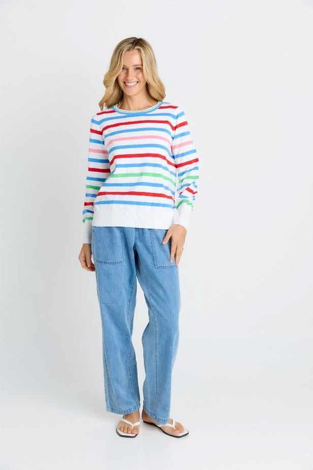 Betty Basics Indie Knit Sweater (Sorbet Stripe)