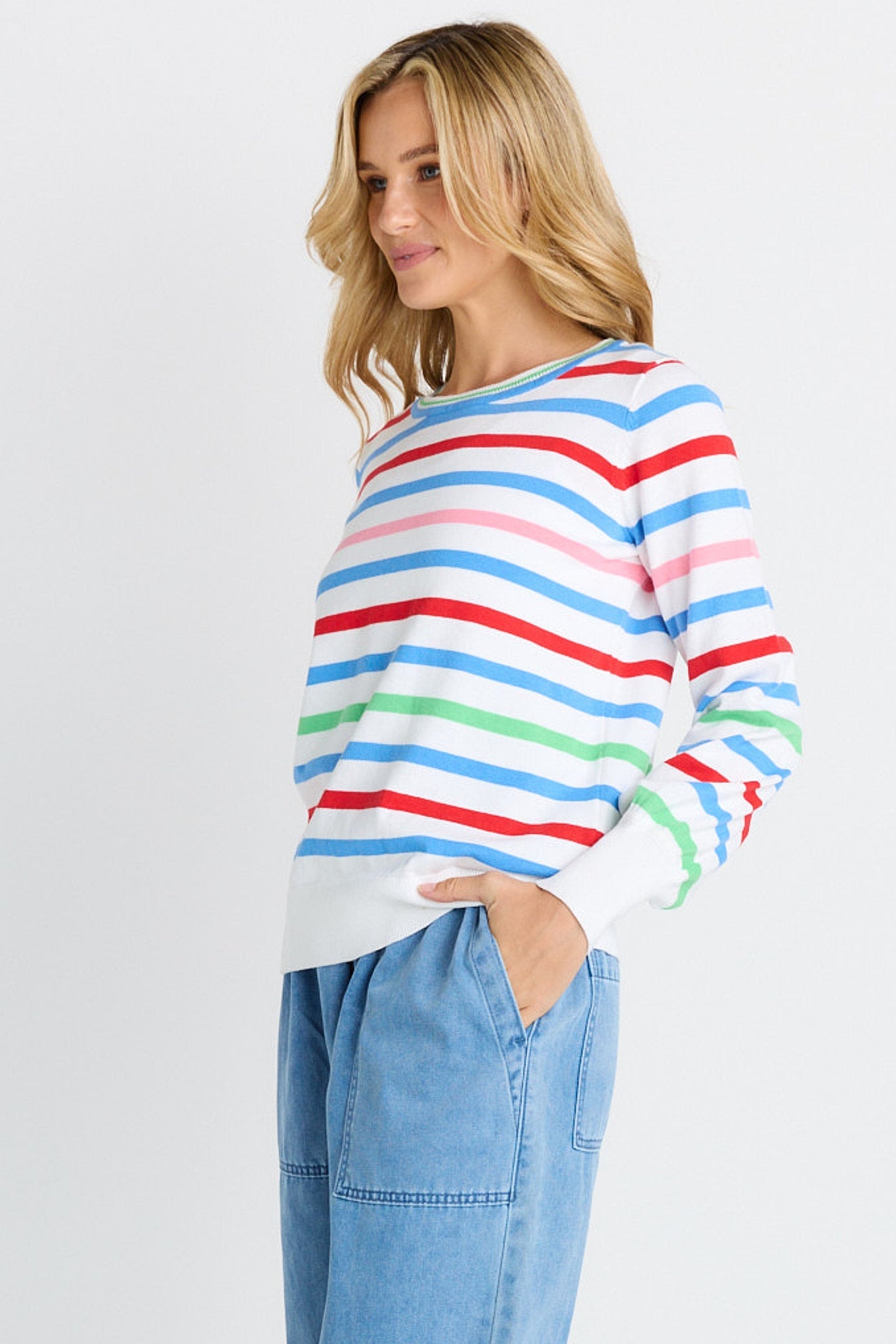 Betty Basics Indie Knit Sweater (Sorbet Stripe)