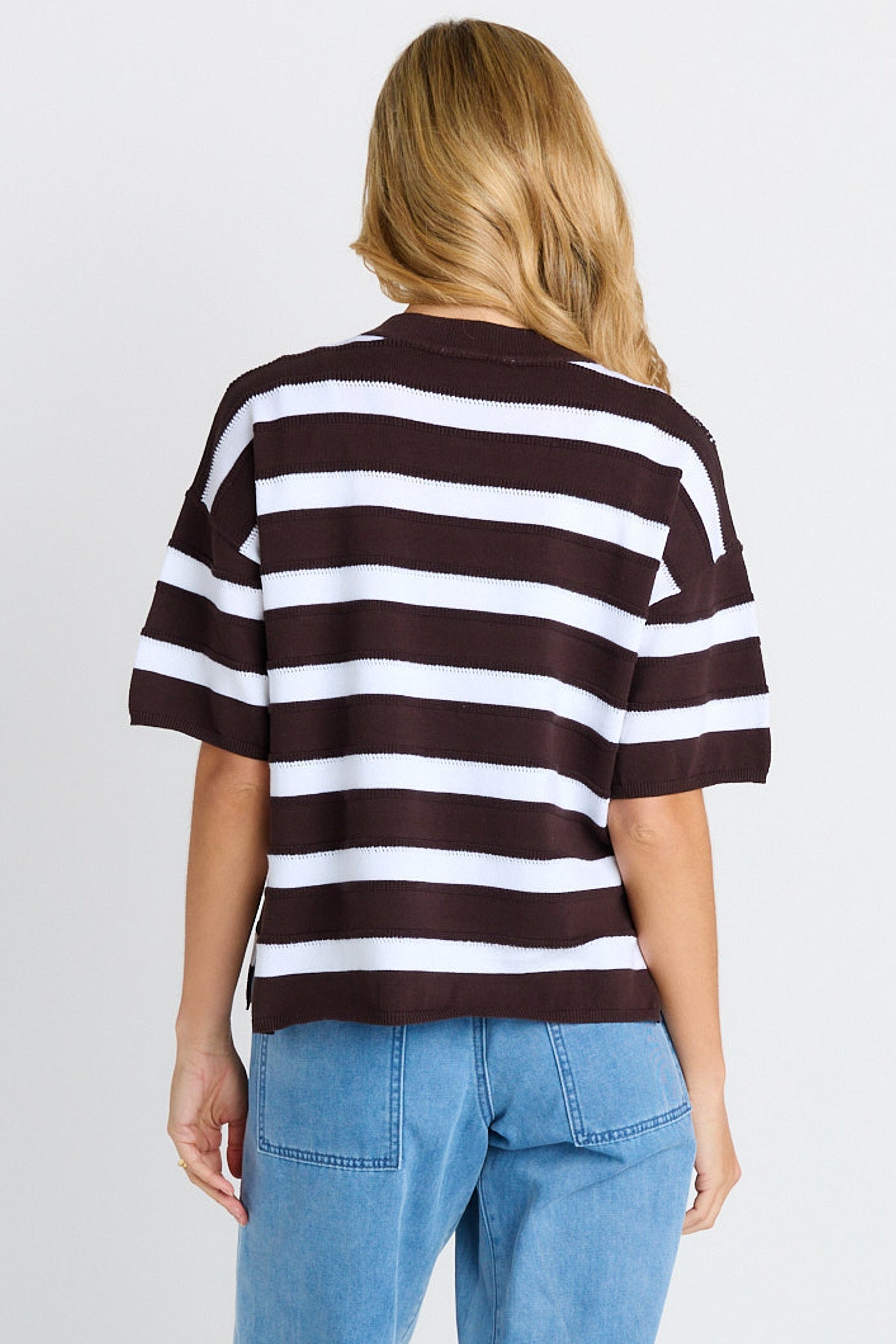 Betty Basics Libby Boxy Top (Chocolate Stripe)