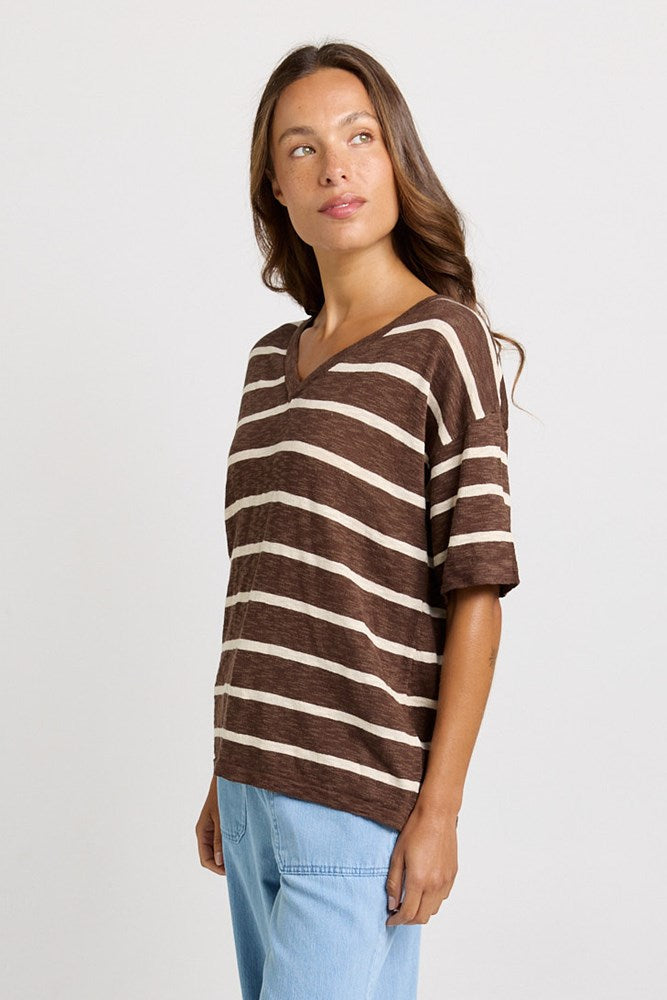 Betty Basics Aries V-Neck Knit Top (Chocolate)