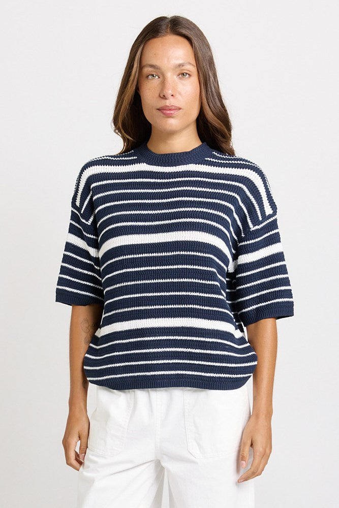 Betty Basics Dylan Knit Tee (Navy/White Stripe)
