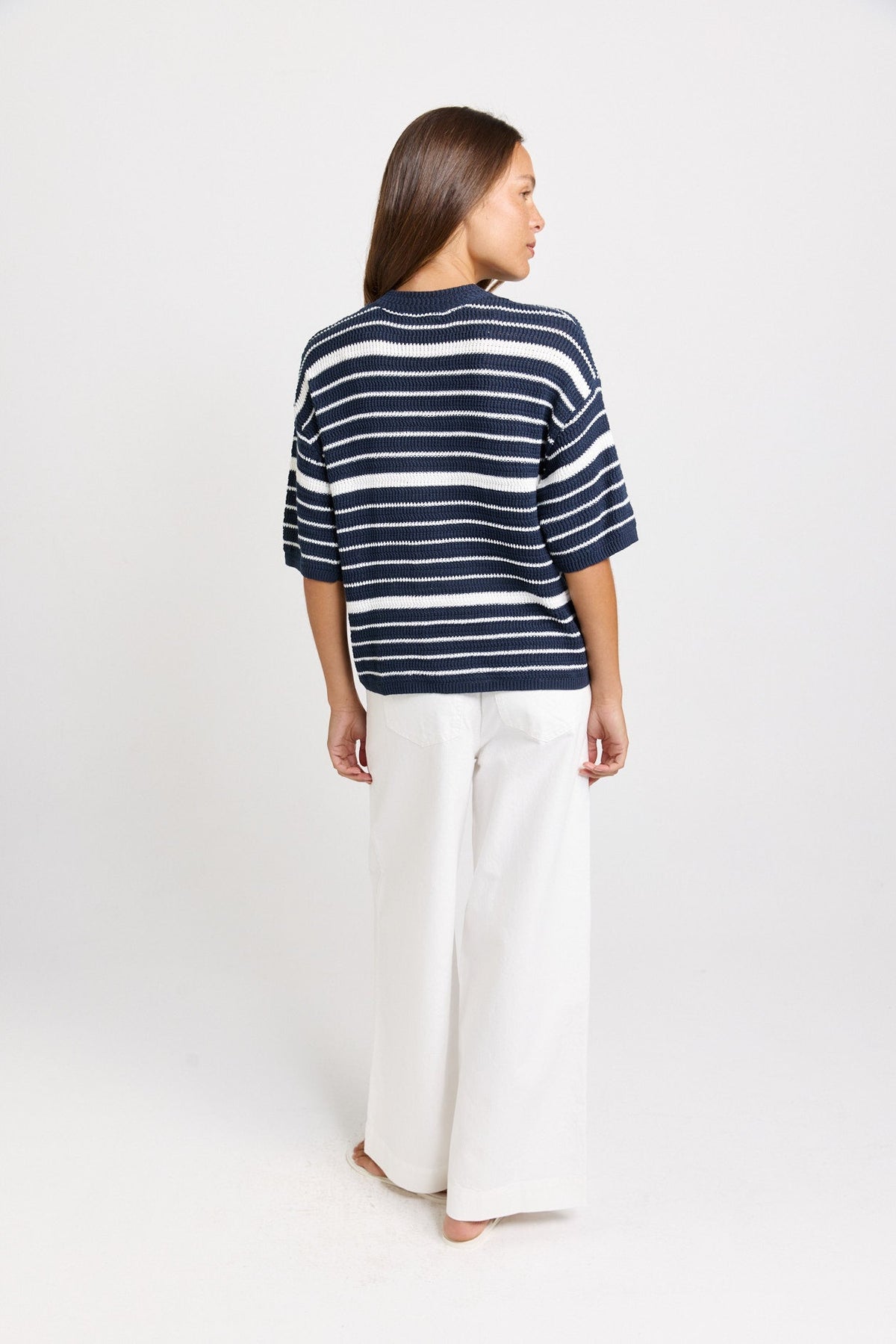 Betty Basics Dylan Knit Tee (Navy/White Stripe)