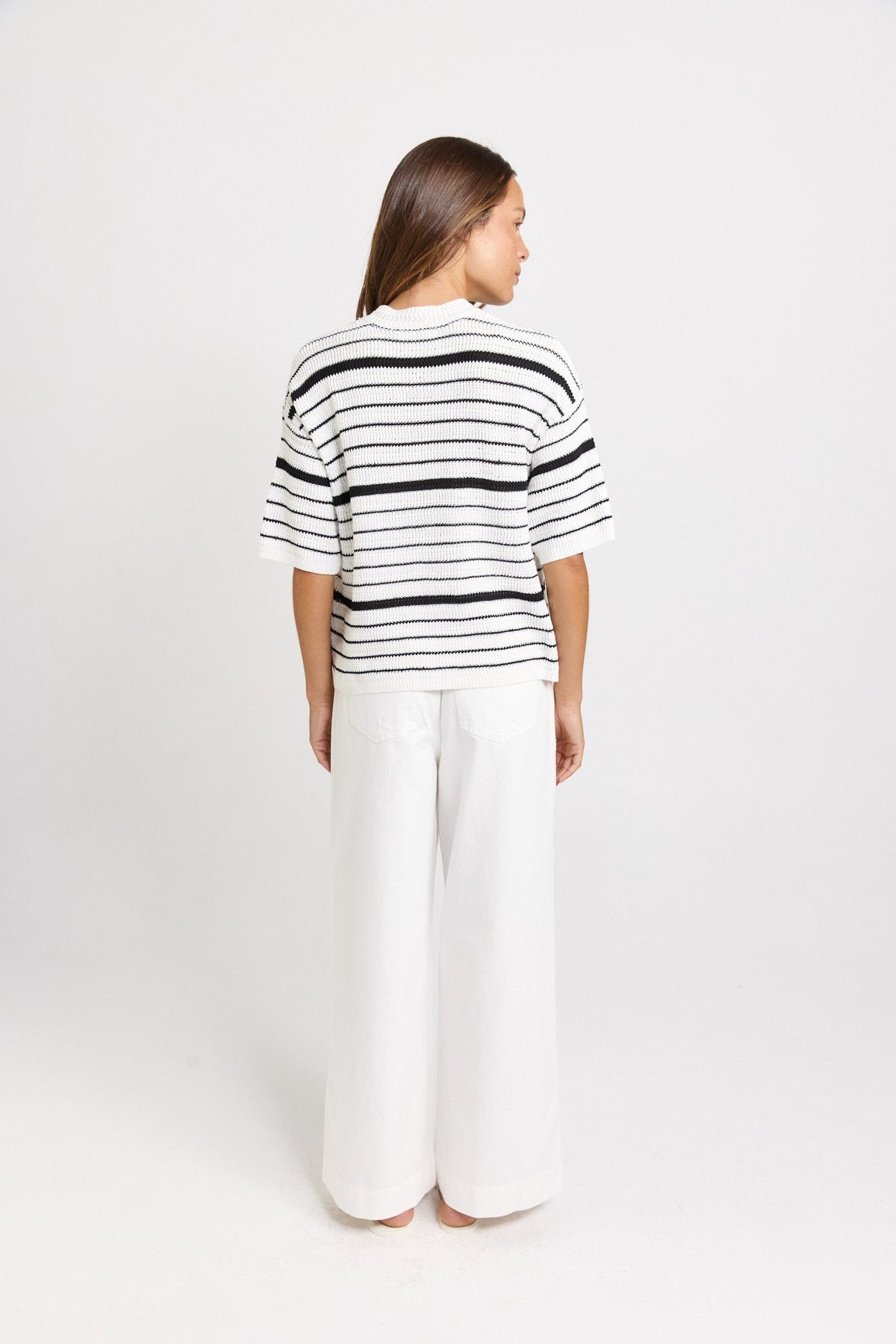 Betty Basics Dylan Knit Tee (White/Black Stripe)