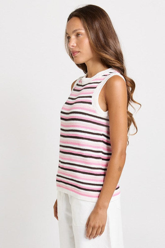 Betty Basics Roni Knit Tank (Chocolate/Pink Combo)