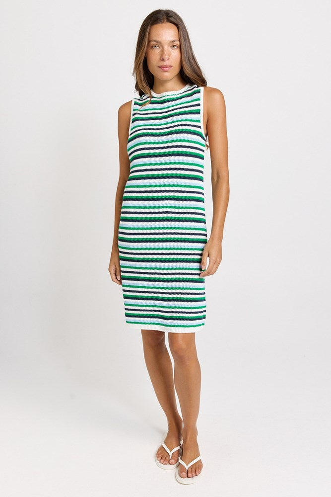 Image of Dresses. Product name - Mandy Knit Tank Dress Blue/Green Combo in Blue/Green Combo colour by brand - Betty Basics