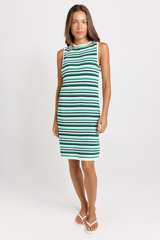 Image of Dresses. Product name - Mandy Knit Tank Dress Blue/Green Combo in Blue/Green Combo colour by brand - Betty Basics