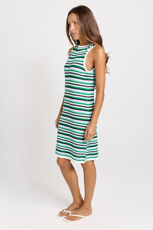 Betty Basics Mandy Knit Tank Dress (Blue/Green Combo)