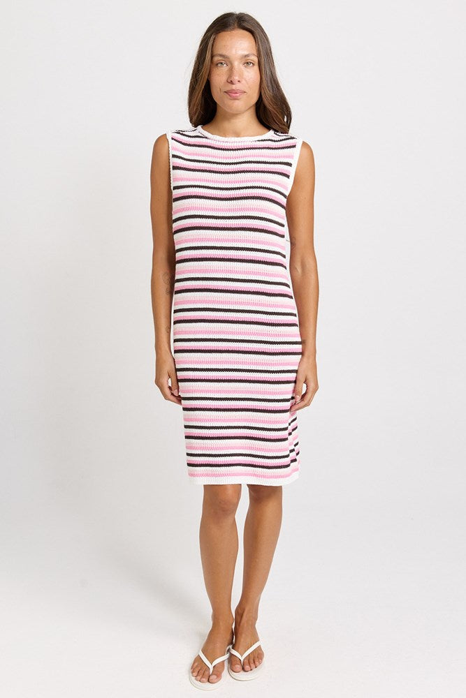 Betty Basics Mandy Knit Tank Dress (Chocolate/Pink Combo)