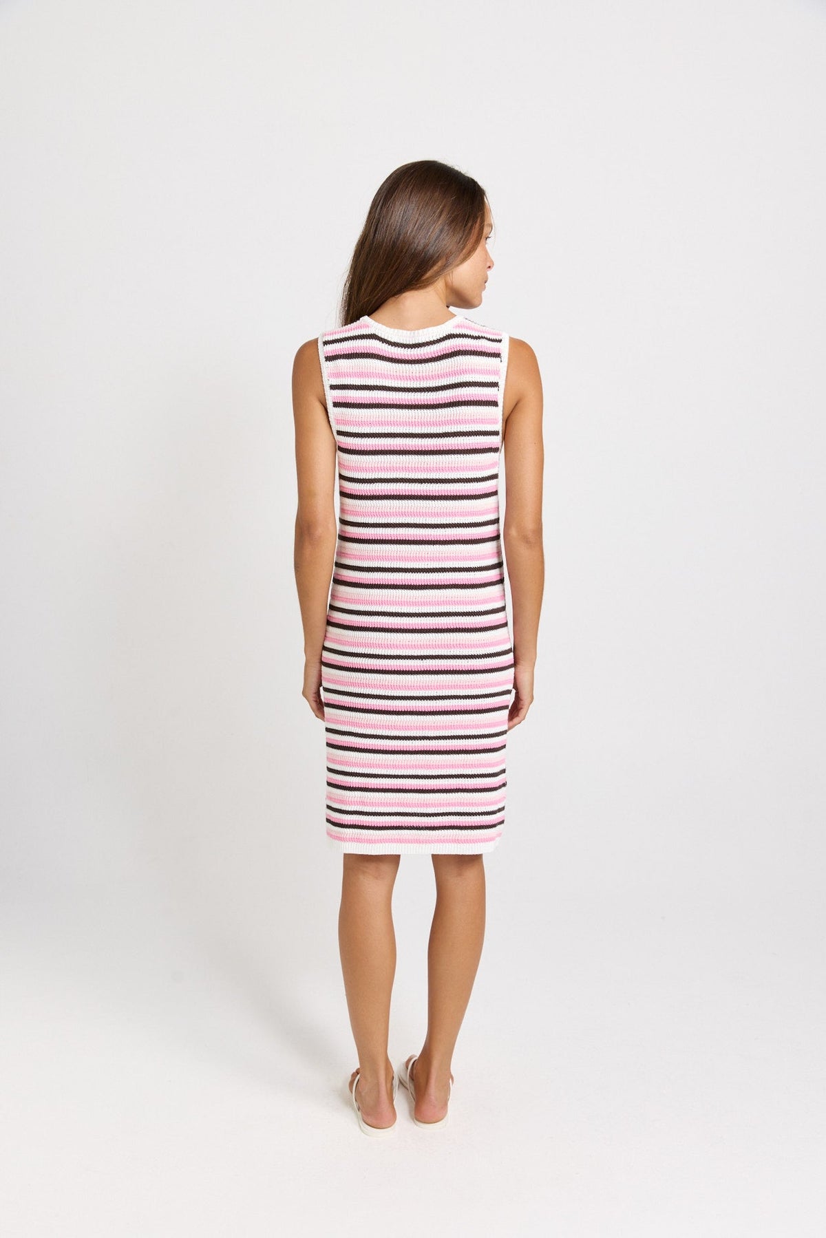 Betty Basics Mandy Knit Tank Dress (Chocolate/Pink Combo)