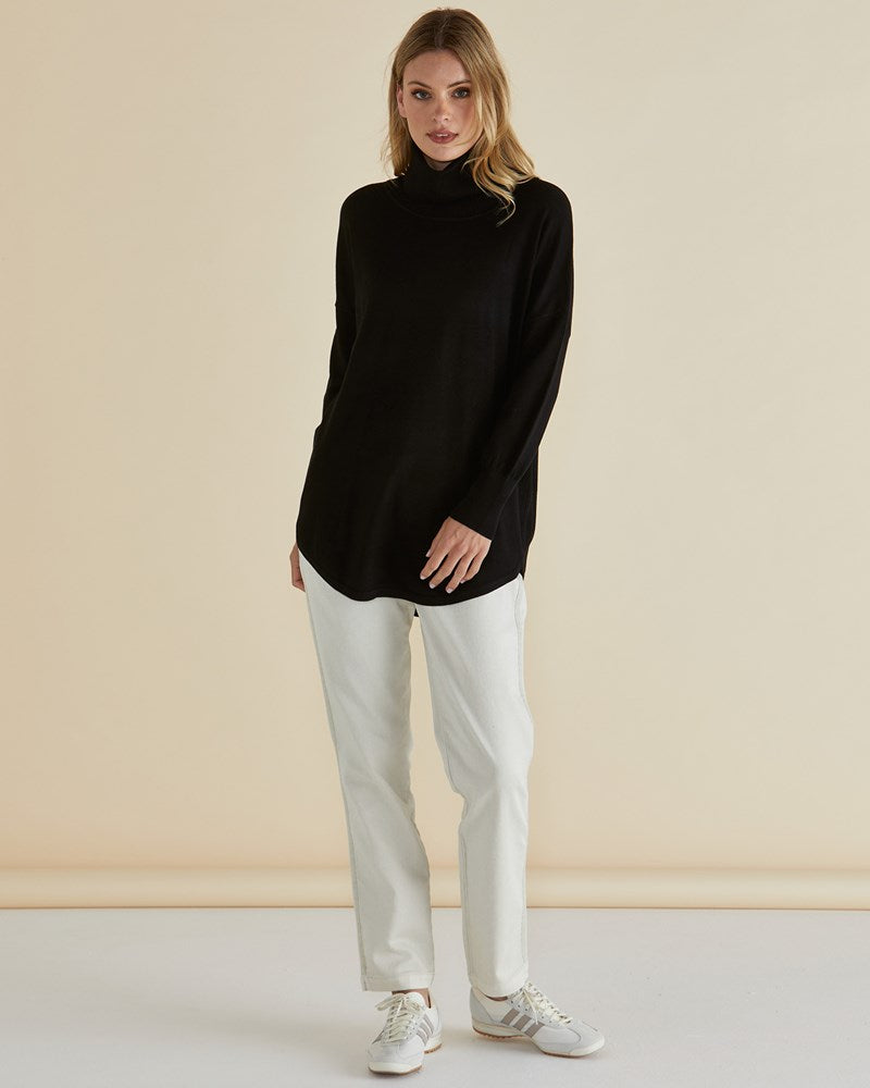 Betty Basics Fleur Roll Neck Jumper (Dark Blue)