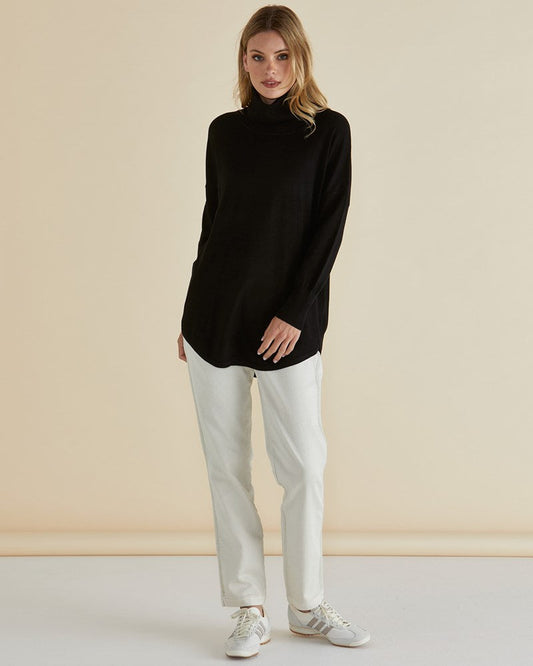Betty Basics Fleur Roll Neck Jumper (Dark Blue)