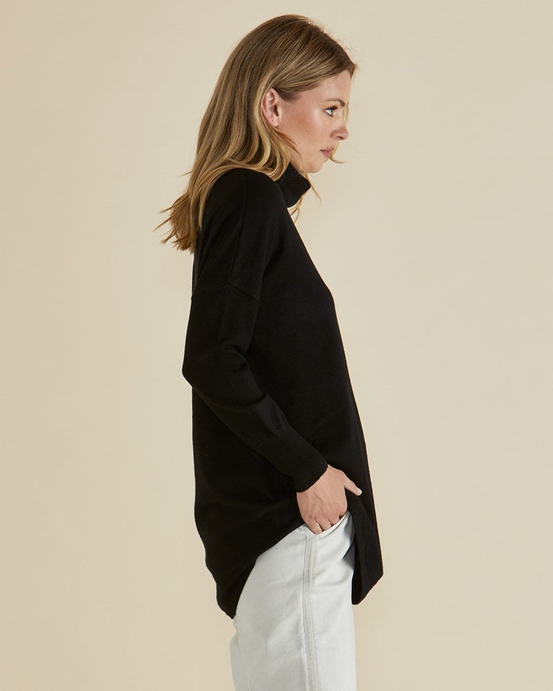 Betty Basics Fleur Roll Neck Jumper (Dark Blue)