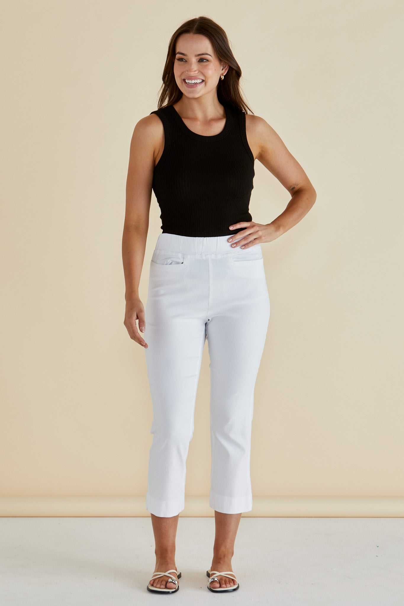 Betty Basics Crop Bengaline Pant (White)
