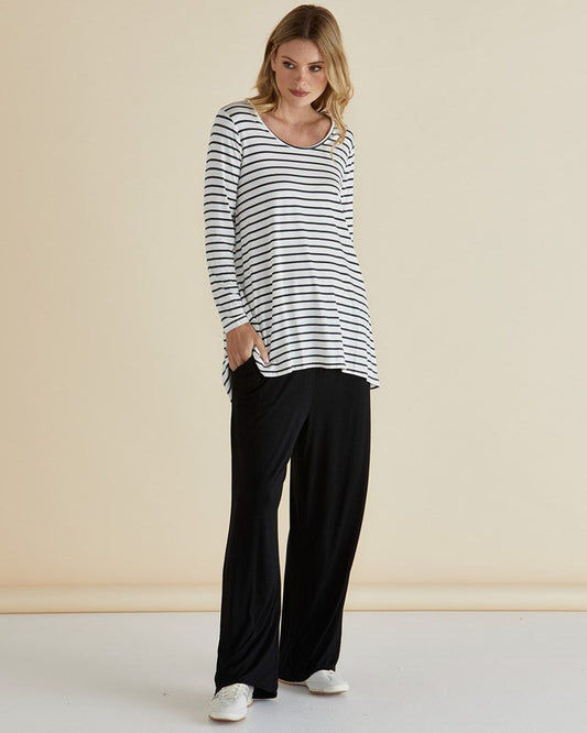 Betty Basics Cairo Tunic Tee (Petrol Stripe)