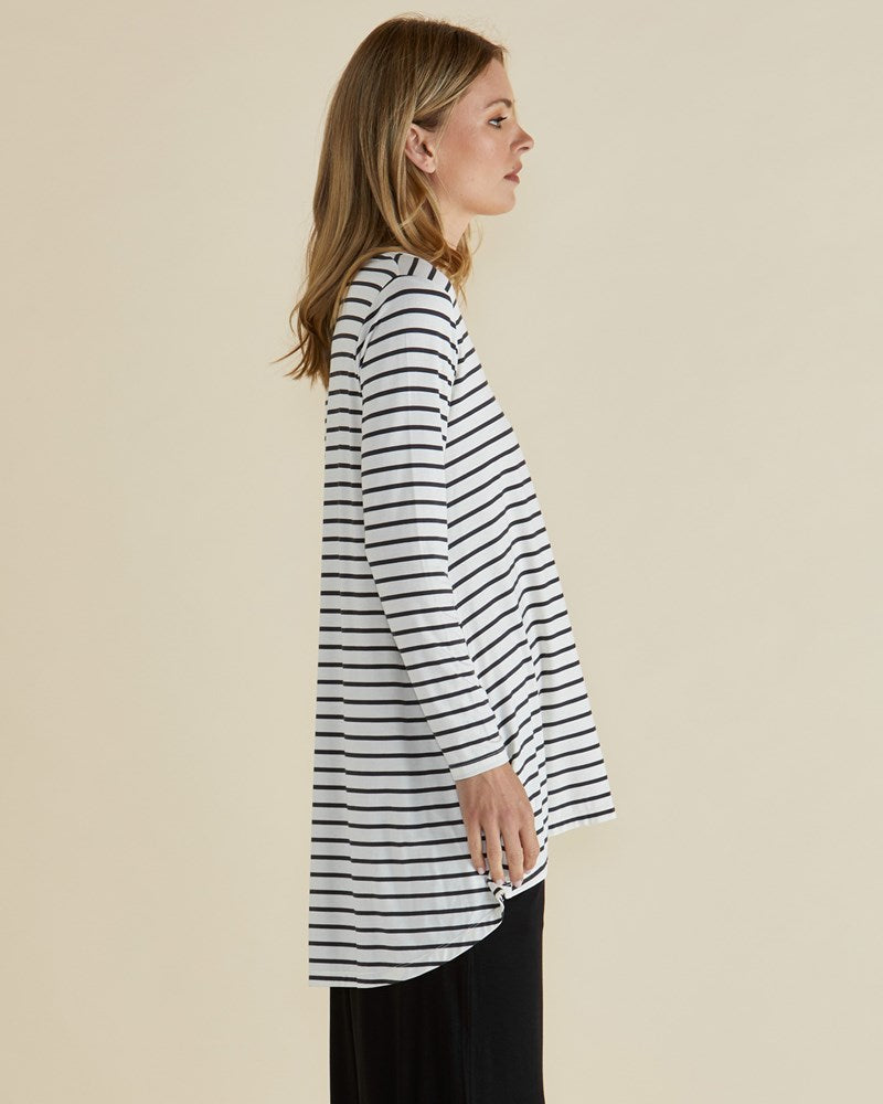 Betty Basics Cairo Tunic Tee (Petrol Stripe)