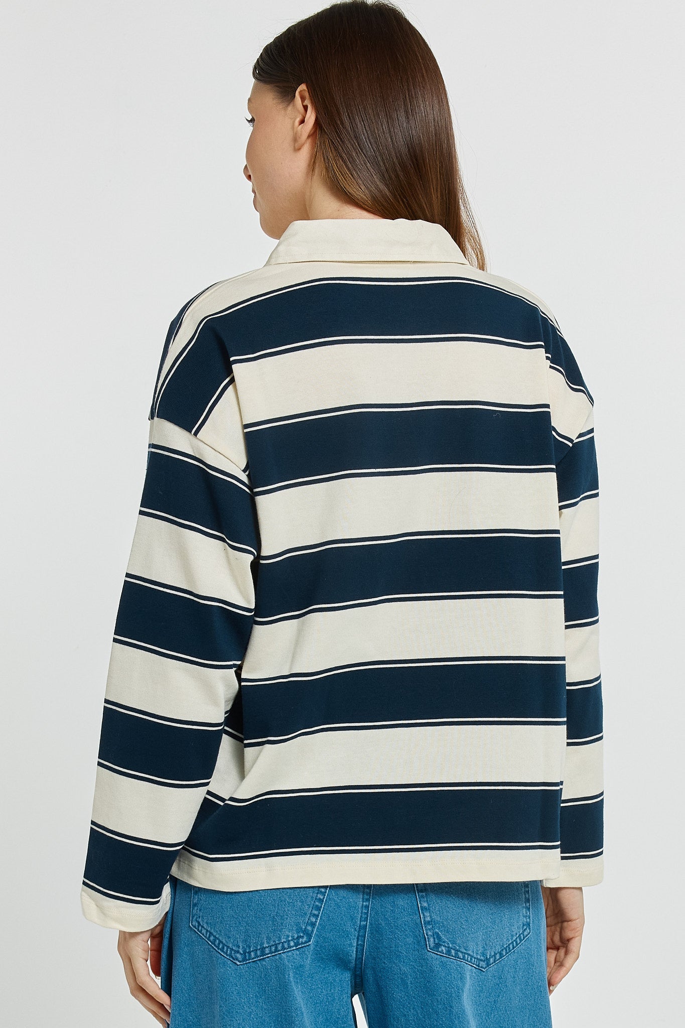 Betty Basics Roland Rugby Top (Navy/Off-White)