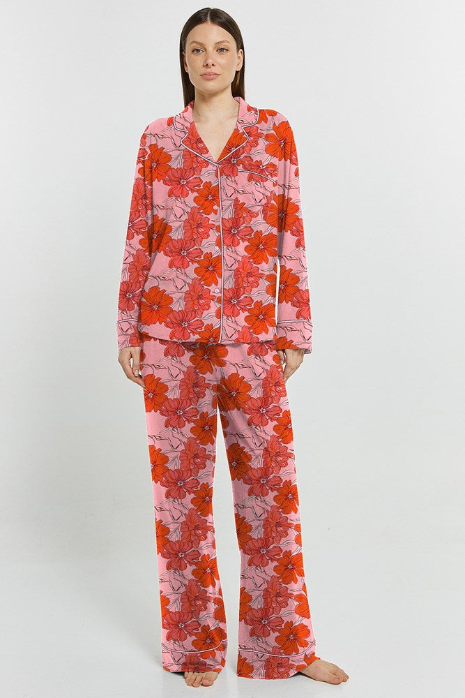Image of Sleepwear & Loungewear. Productname: Betty Cares Long Set Bloom in Bloom colour by brand - Betty Basics