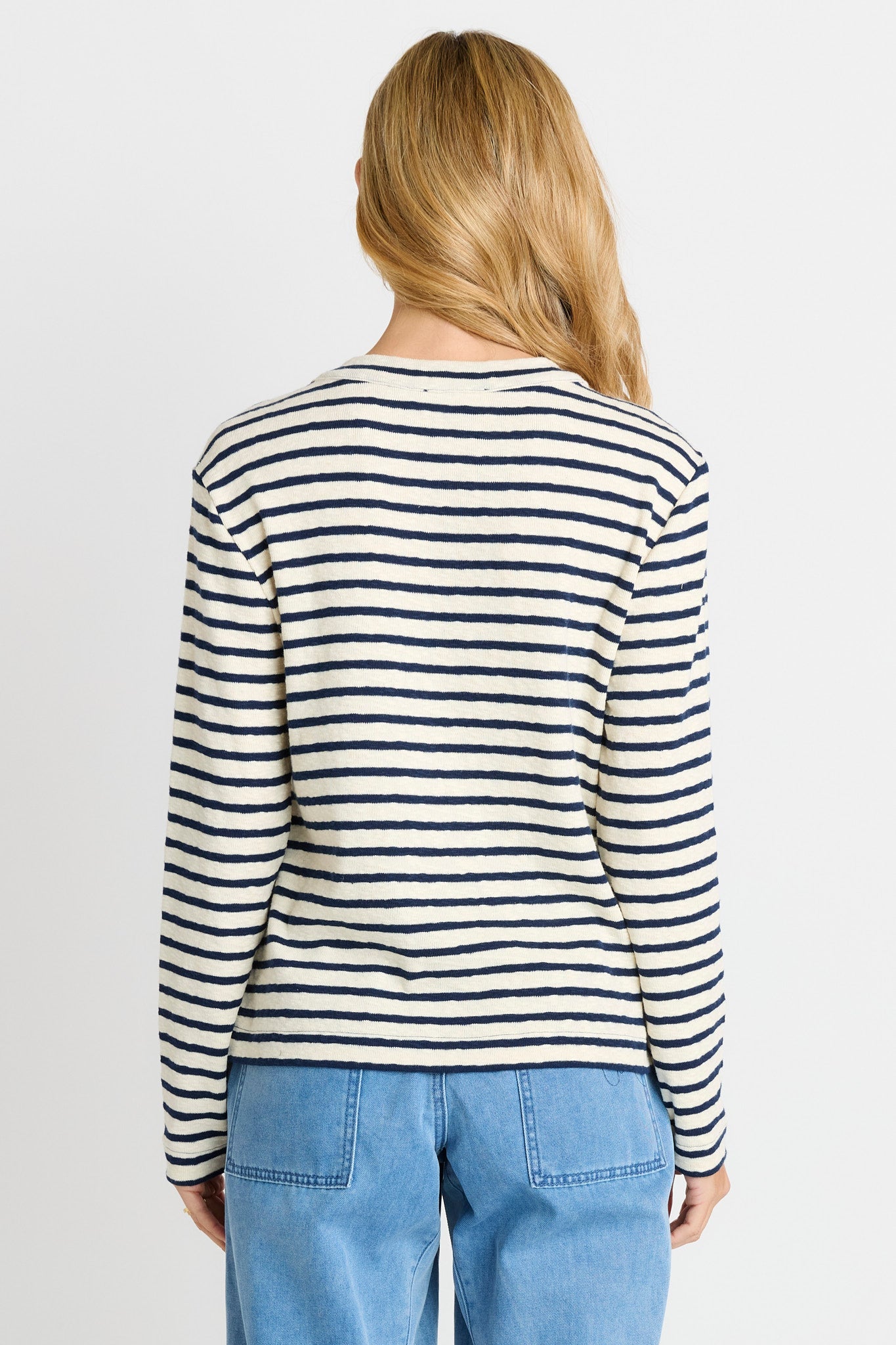 Betty Basics Tammi Tie Top (Navy Stripe)