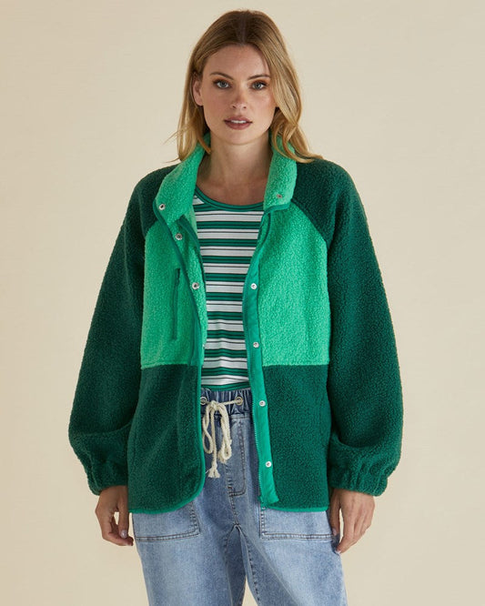 Image of Coats & Jackets. Productname: Betty Basics Franklin Fleecy Jacket Green in Green colour by brand - Betty Basics