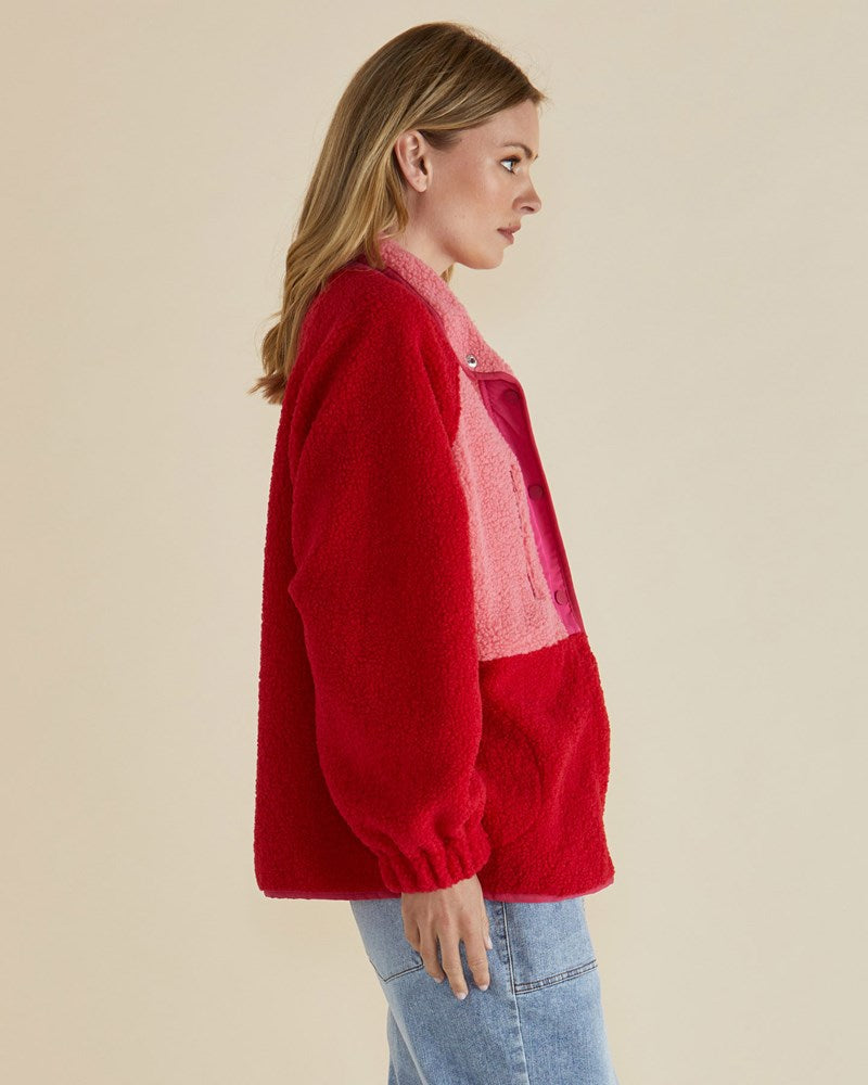 Betty Basics Franklin Fleecy Jacket (Pink/Red)
