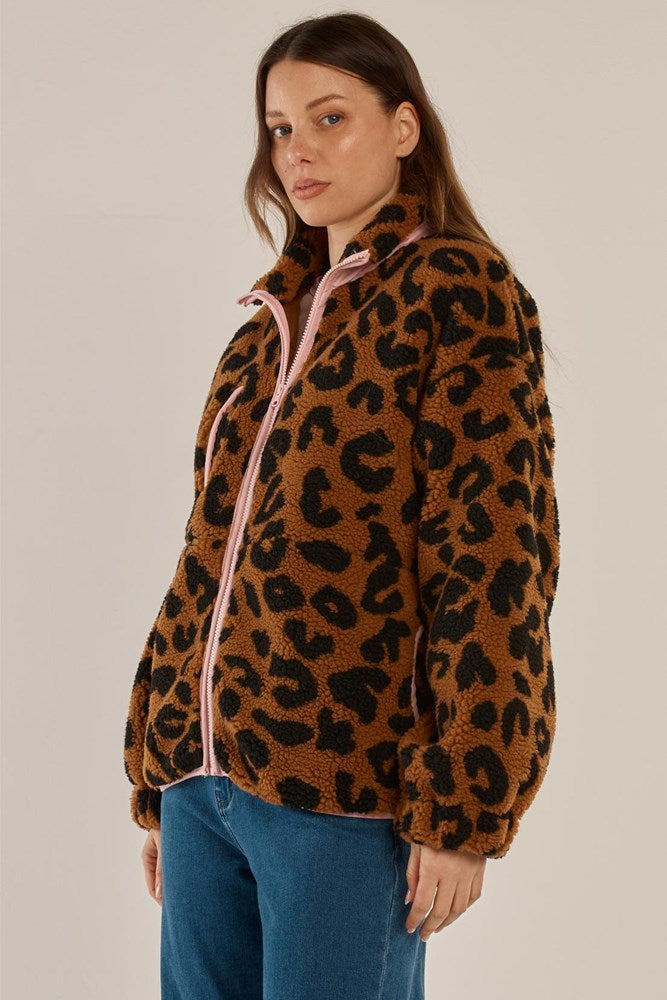 Betty Basics Jayne Fleece Jacket (Animal/Pink)