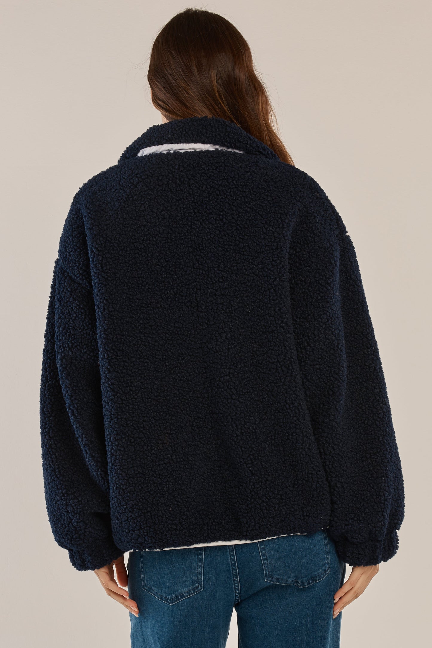 Betty Basics Jayne Fleece Jacket (Navy/White)