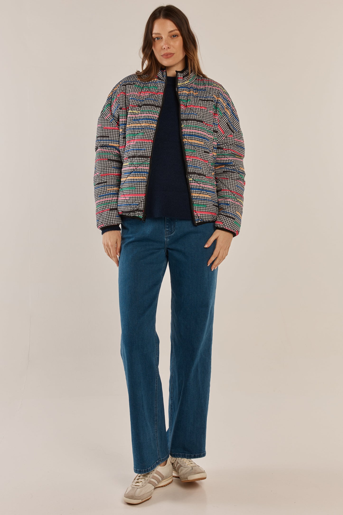 Betty Basics Finch Reversible Jacket (Rainbow Houndstooth/Black)