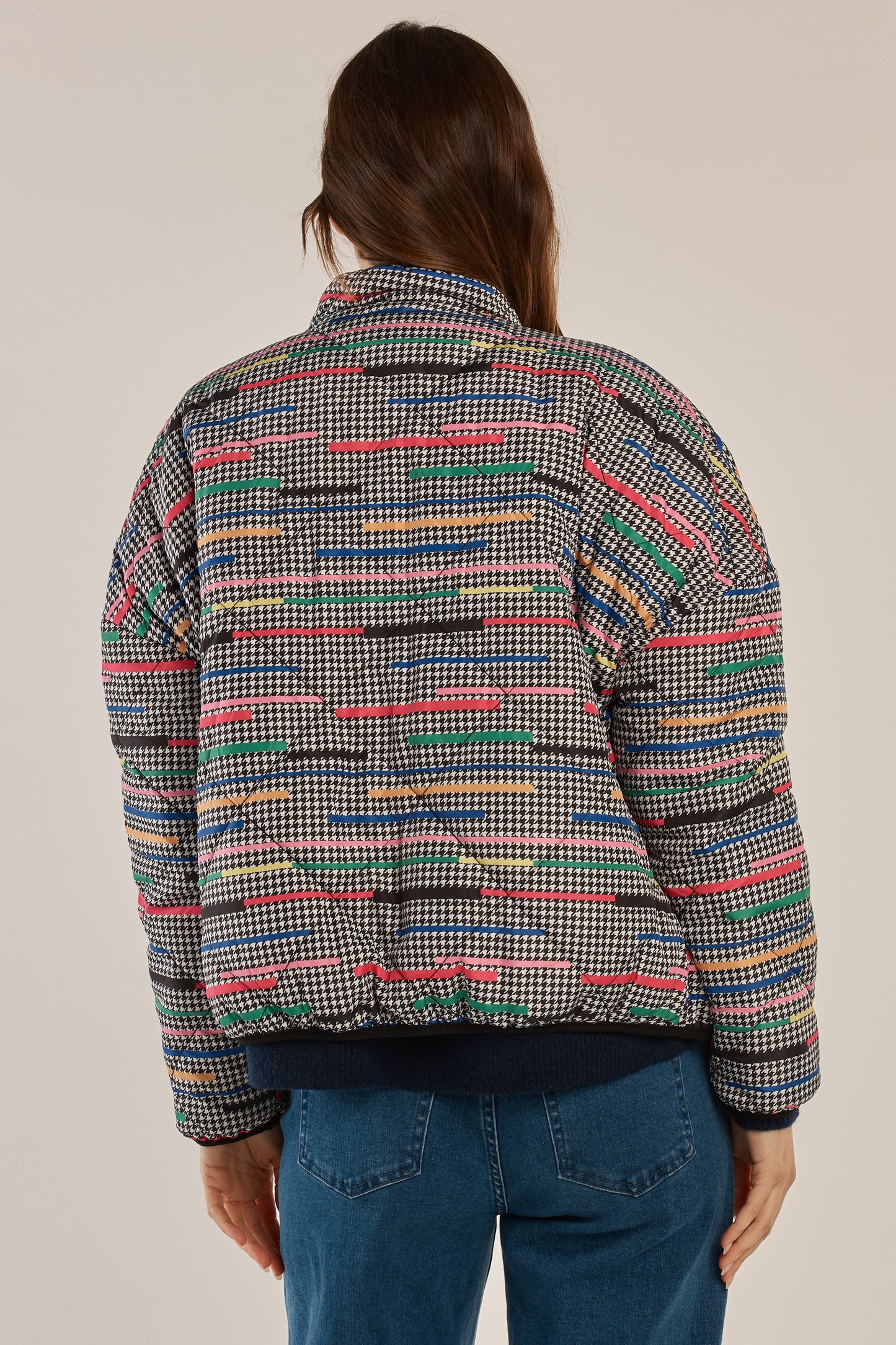 Betty Basics Finch Reversible Jacket (Rainbow Houndstooth/Black)