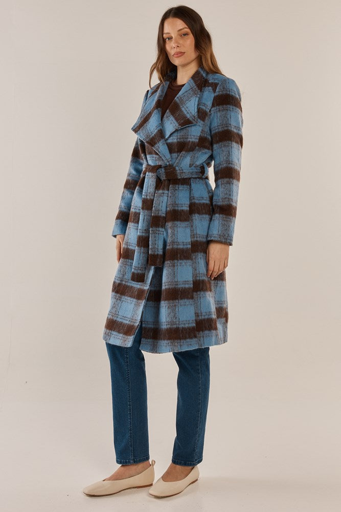 Betty Basics Britney Coat (Blue/Chocolate Check)