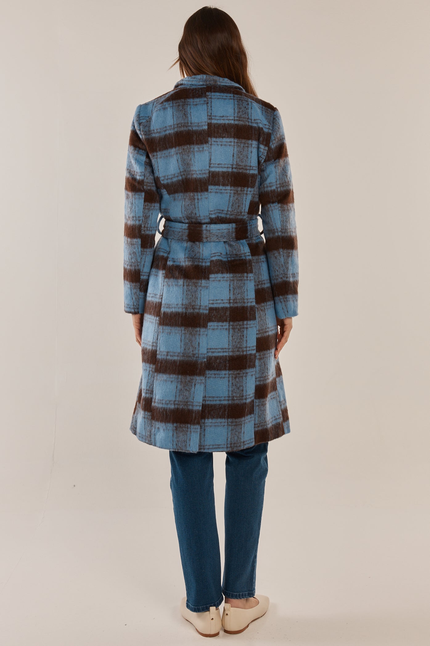Betty Basics Britney Coat (Blue/Chocolate Check)