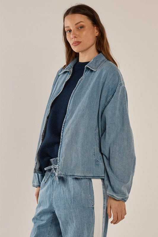 Betty Basics Callie Bomber Jacket (Medium Blue)