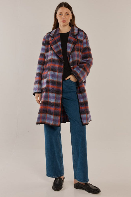 Betty Basics Oslo Coat (Purple/Orange Check)