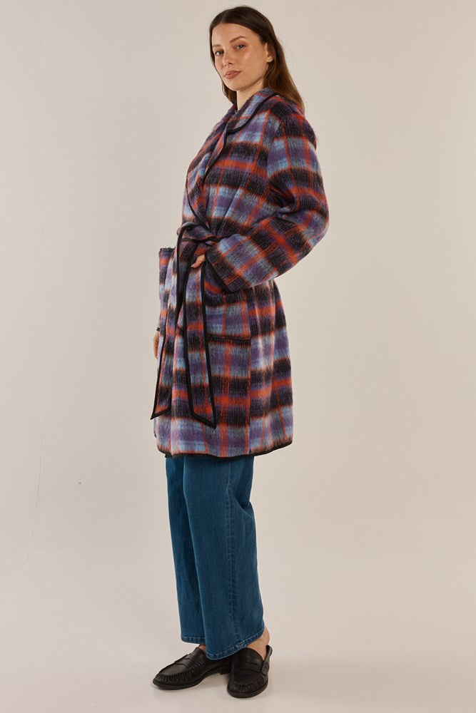 Betty Basics Oslo Coat (Purple/Orange Check)