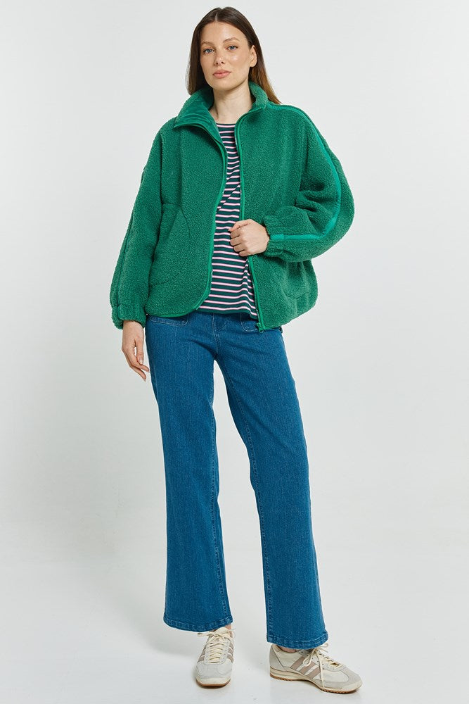 Betty Basics Aubrey Fleece Jacket (Green/Dark Green)