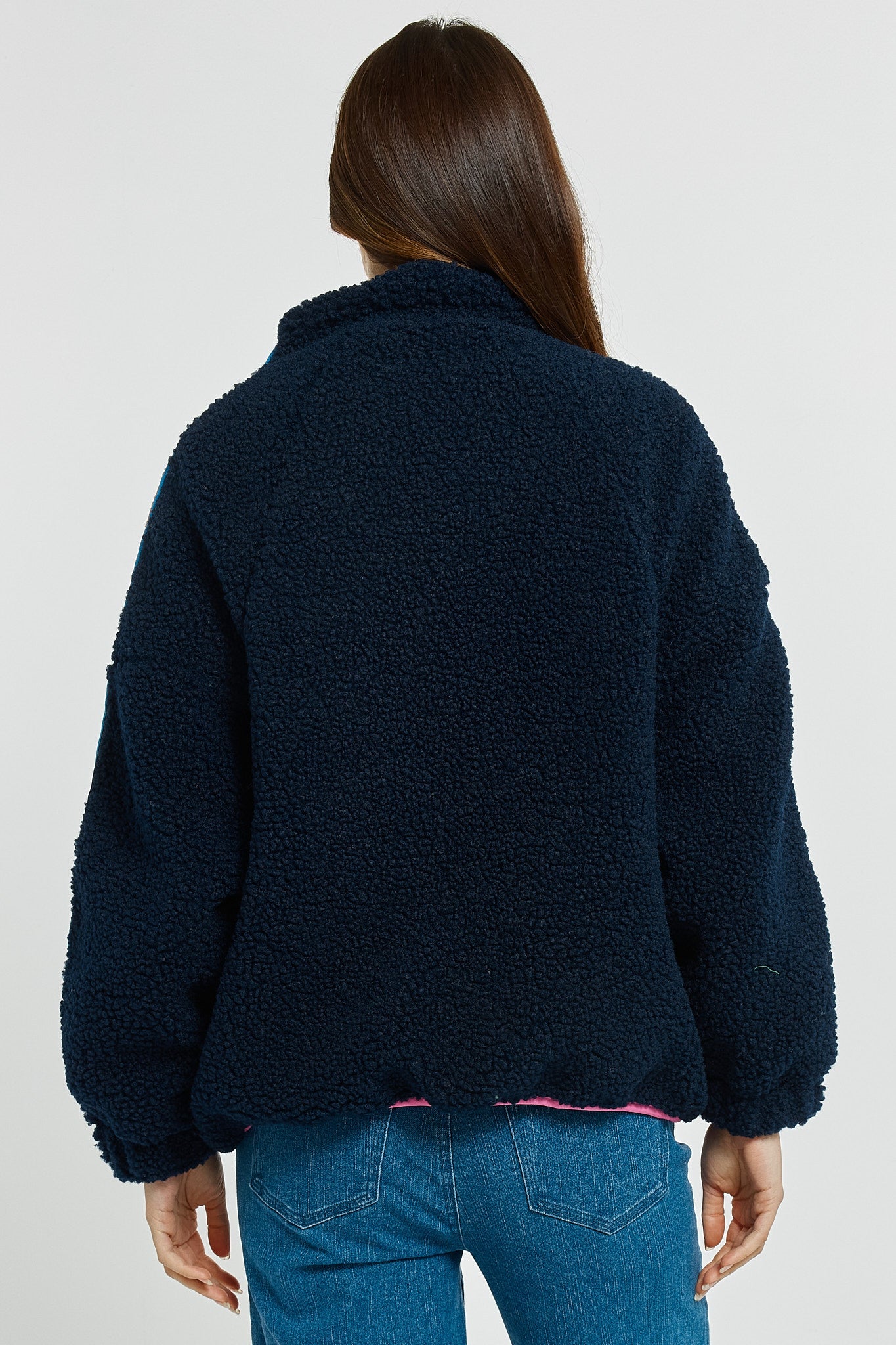 Betty Basics Aubrey Fleece Jacket (Navy/Rainbow)