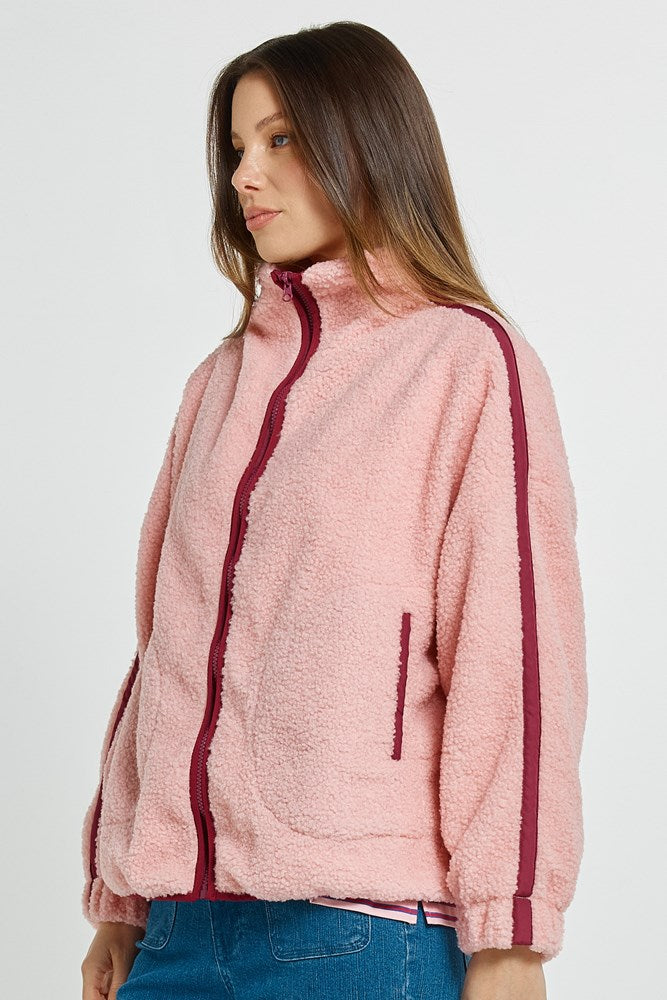 Betty Basics Aubrey Fleece Jacket (Pink/Plum)